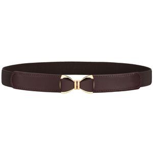 Womens Skinny Elastic Coffee Belt Stretchy Bow Belt For Women Dresses 6479